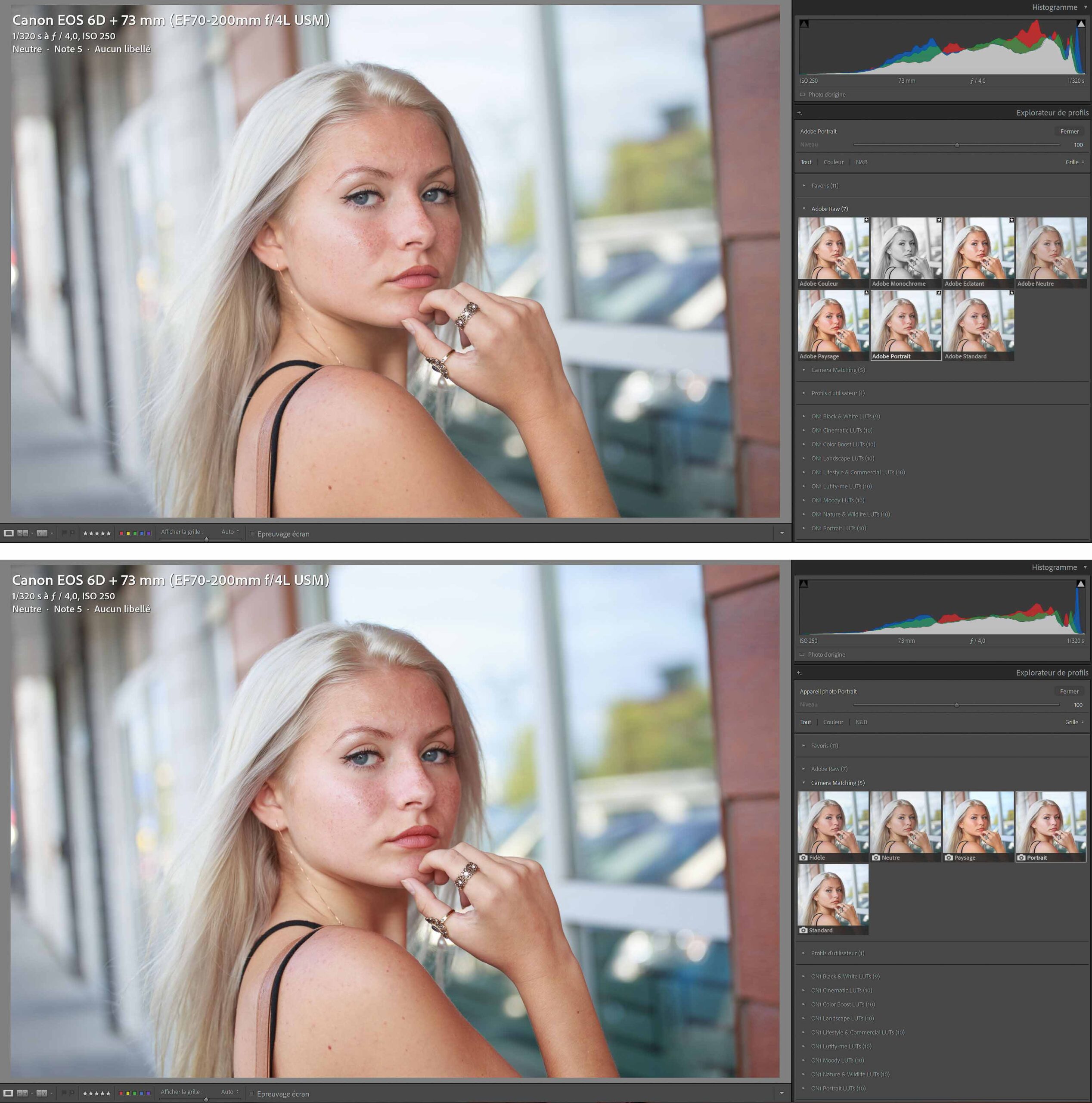 Profils Camera Matching dans Lightroom Classic - pourquoi tes RAW Canon semblent ternes à l'ouverture